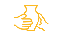 create an icon that represent the word "handcrafted" in ECB80D. Make it simple too