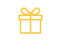 Create an simple icon of a gift. Make it in #ECB80D. 