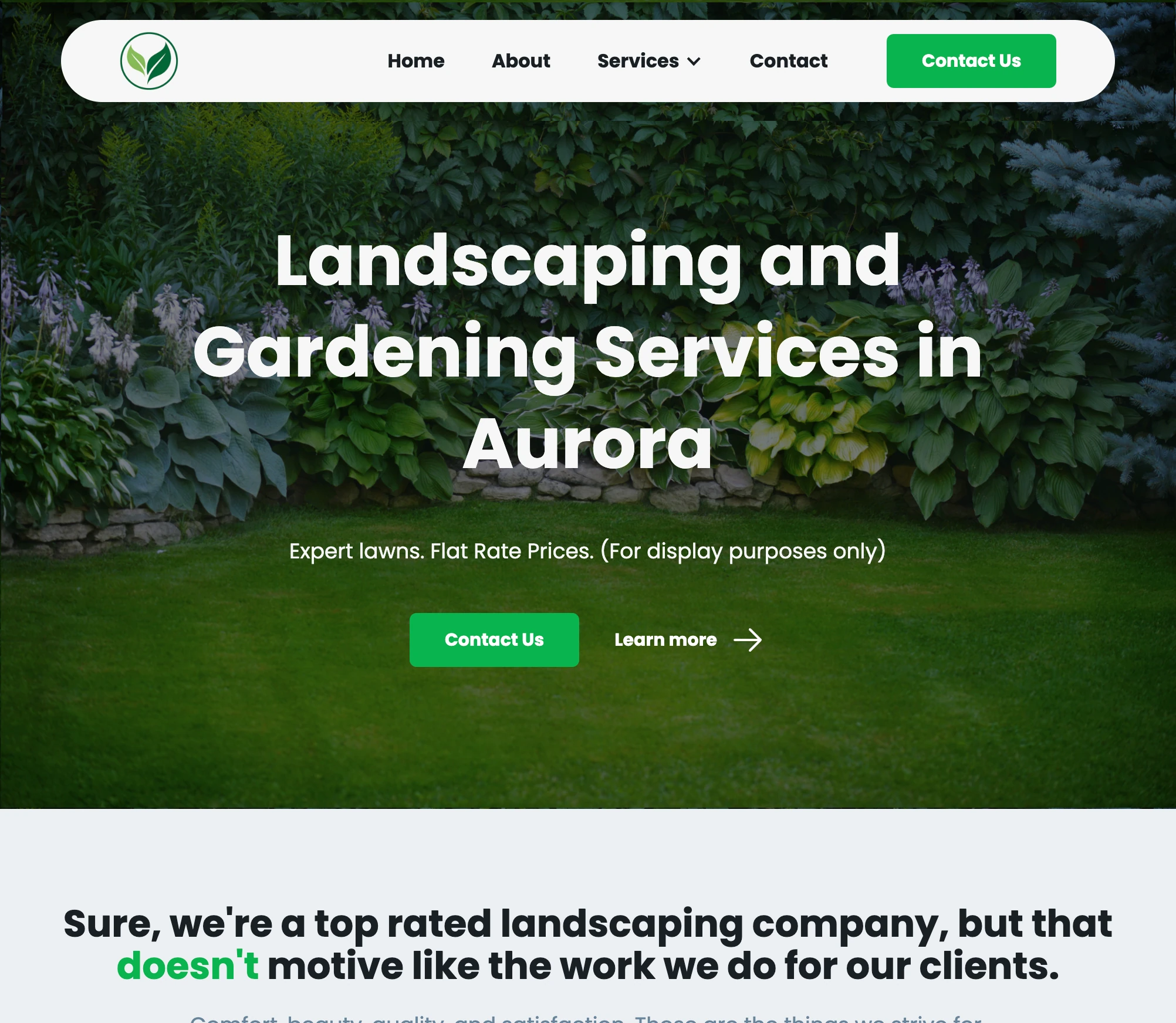 sample of landscaping company website