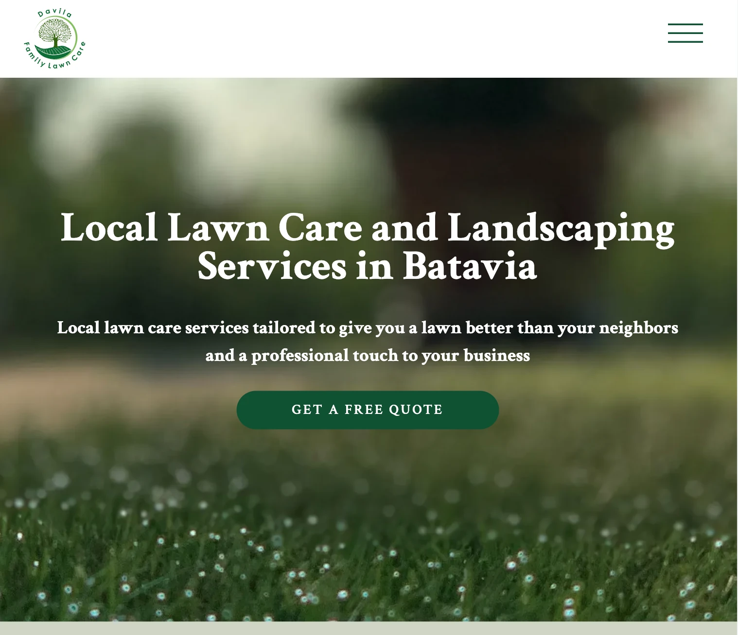 homepage of Davila family lawncare