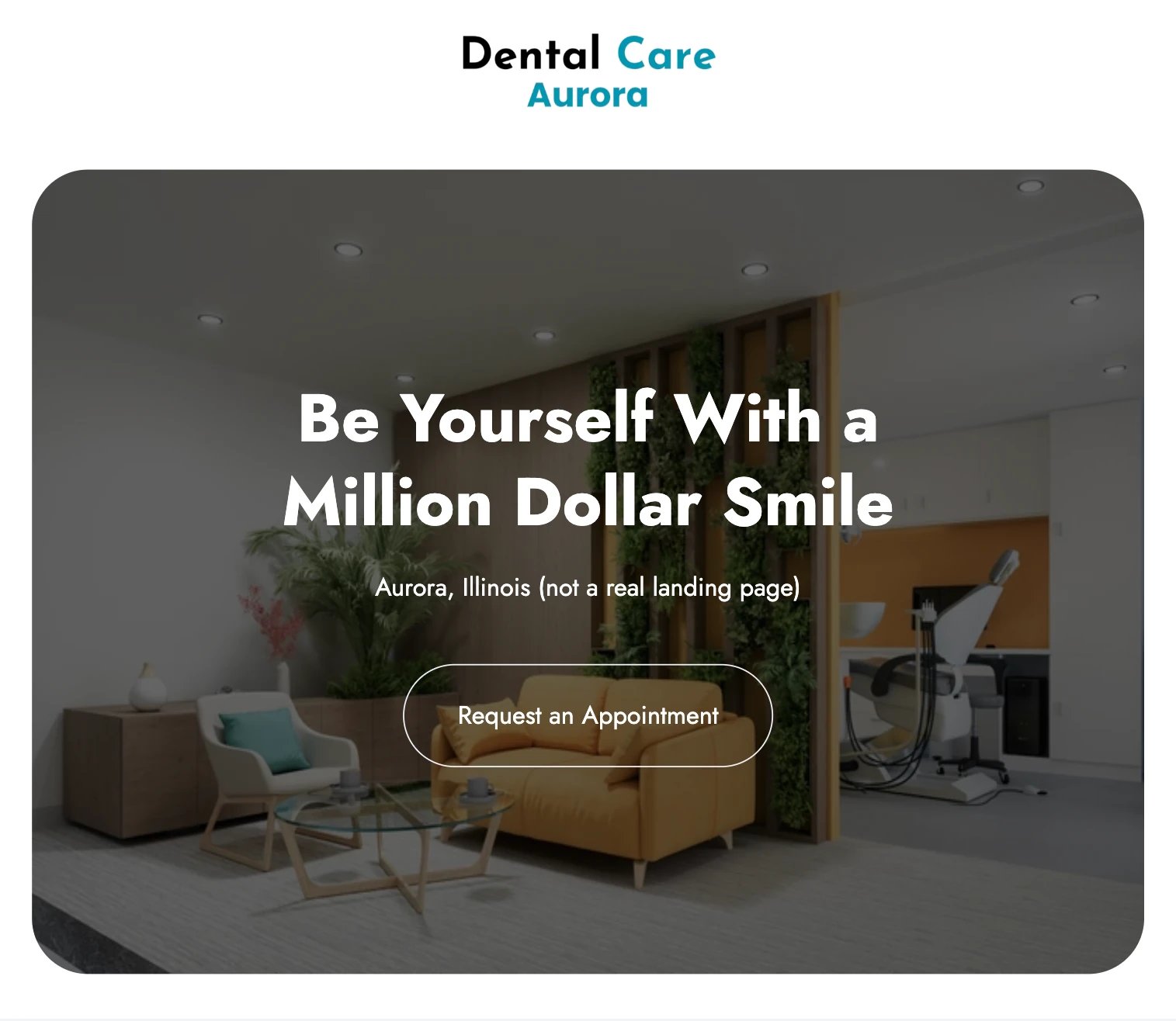 a sample of a landing page for dentists