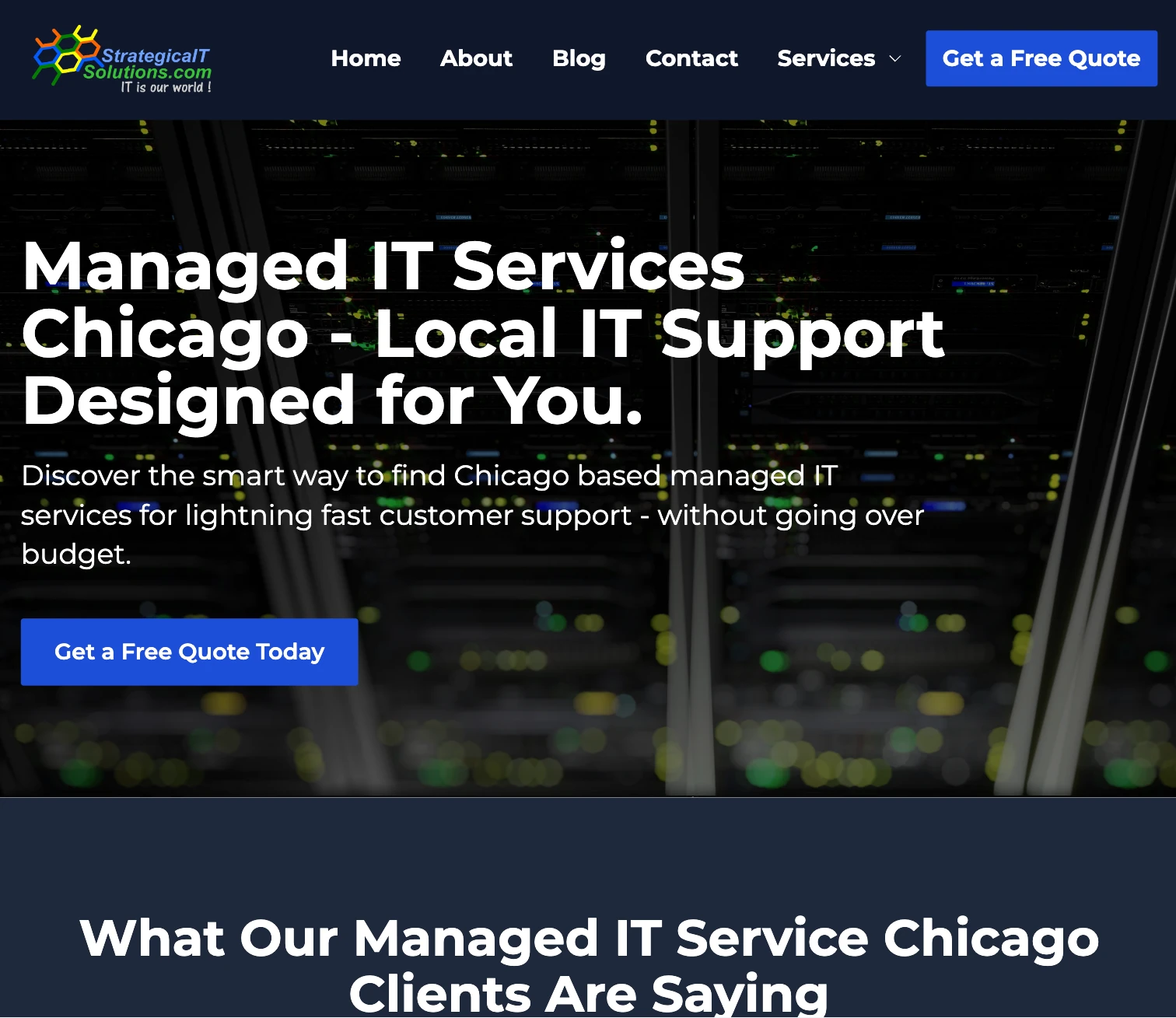 homepage of Strategica IT Solutions