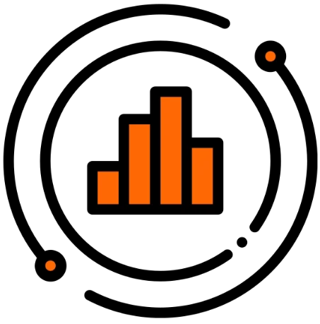 a bar graph with circle surrounding it